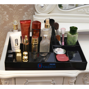 Black Acrylic Cosmetic Storage Display Tray Divided Organizer